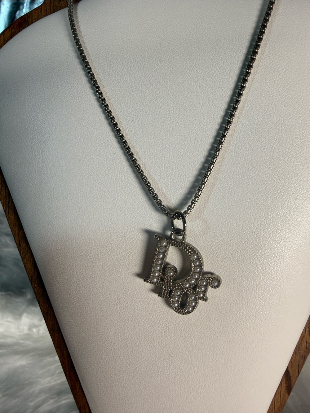 Source Unknown Silver Letter D Pendant Necklace with Crystal Accents